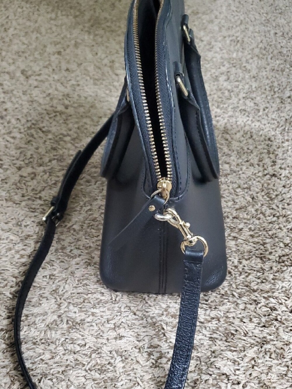 kate spade black leather satchel with gold-tone logo - Picture 15 of 16